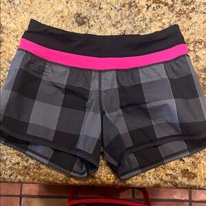 Lululemon Black and Pink Plaid Shorts
